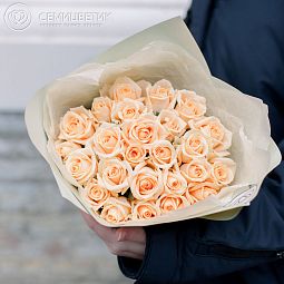 25 кремовых роз (Россия) 40 см Пич Аваланш