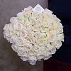 Букет из 51 белой одноголовой пионовидной розы 40 см White O'Hara